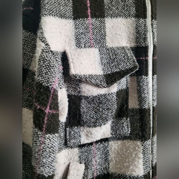 Anthropologie Harlow Checkered Knit Fleece Coat XXS Oversized - Picture 4 of 16